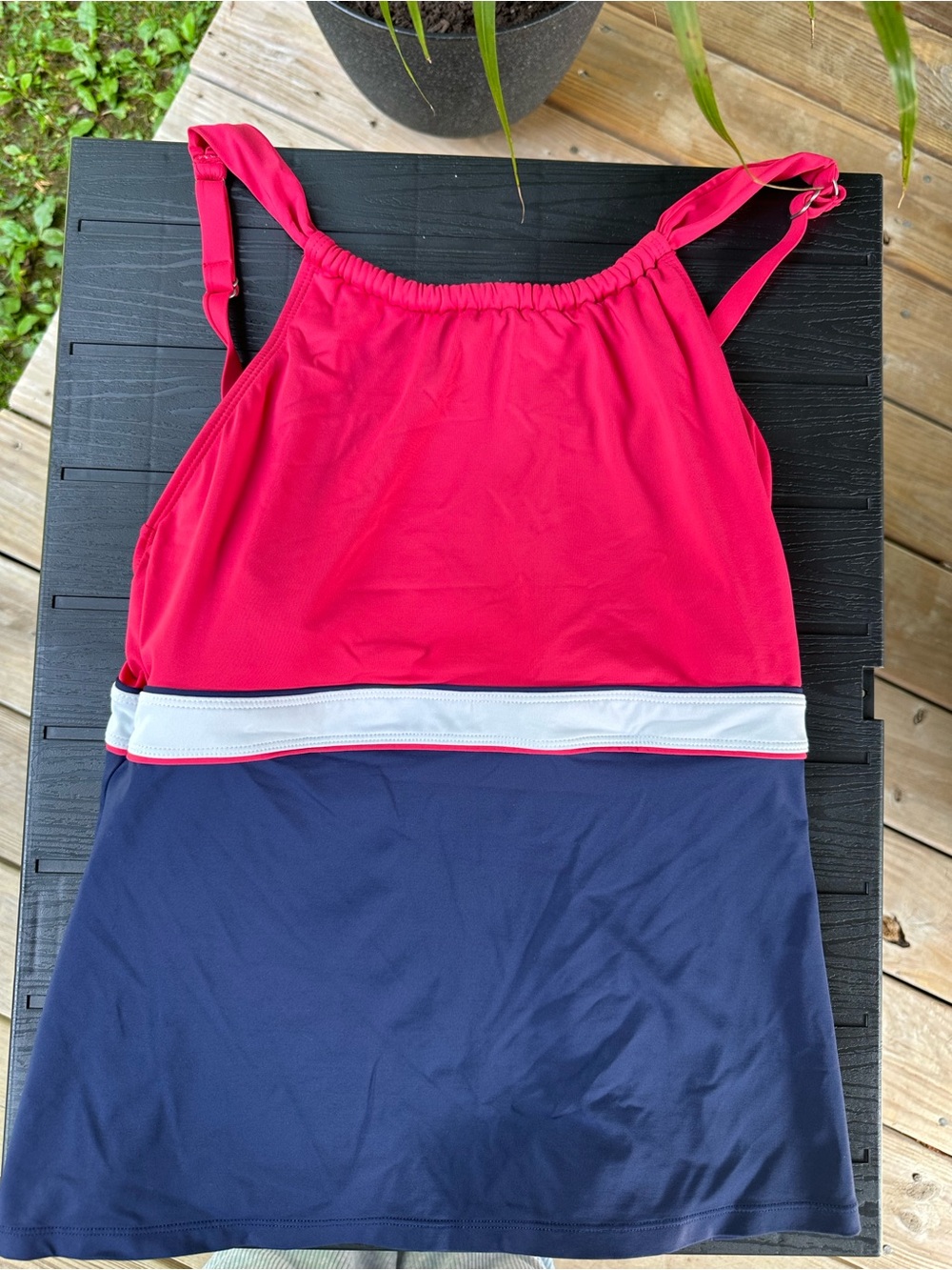 Beach House Colorblock Swim Top in Hot Pink, White & Navy‎